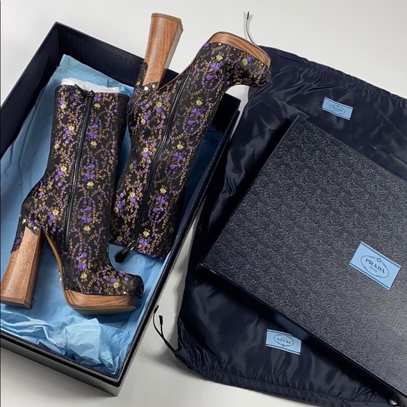 Prada Shoes - PRADA Platform Jacquard BOOTS